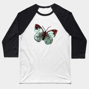 Painted White and Red Butterfly Garden Baseball T-Shirt